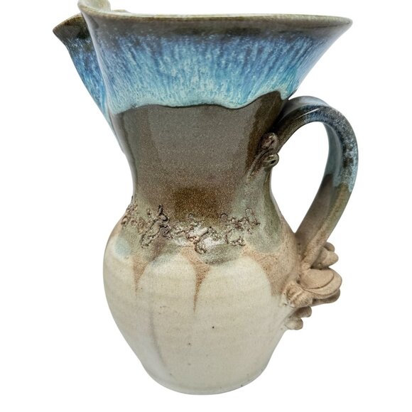 Stoneware Michigan Artisan Made Pitcher 1992 Vintage Sam Machulis Signed - Picture 1 of 11